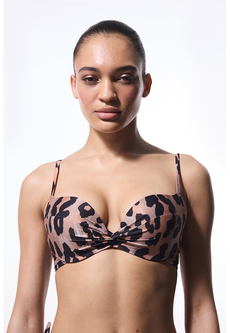 Sutien cu animal print - Negru/Roz prafuit