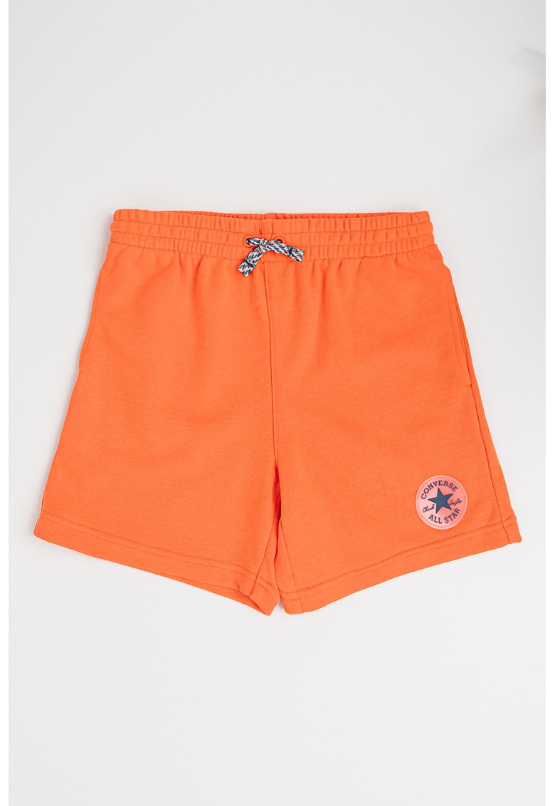 Pantaloni scurti din amestec de bumbac cu snur - Portocaliu
