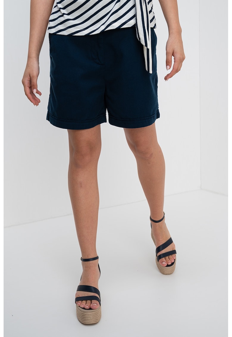 Pantaloni chino scurti din amestec de lyocell - Bleumarin