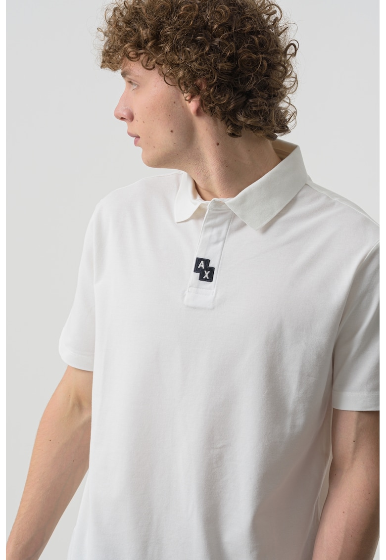 Tricou polo cu detalii cu monograma - Alb murdar