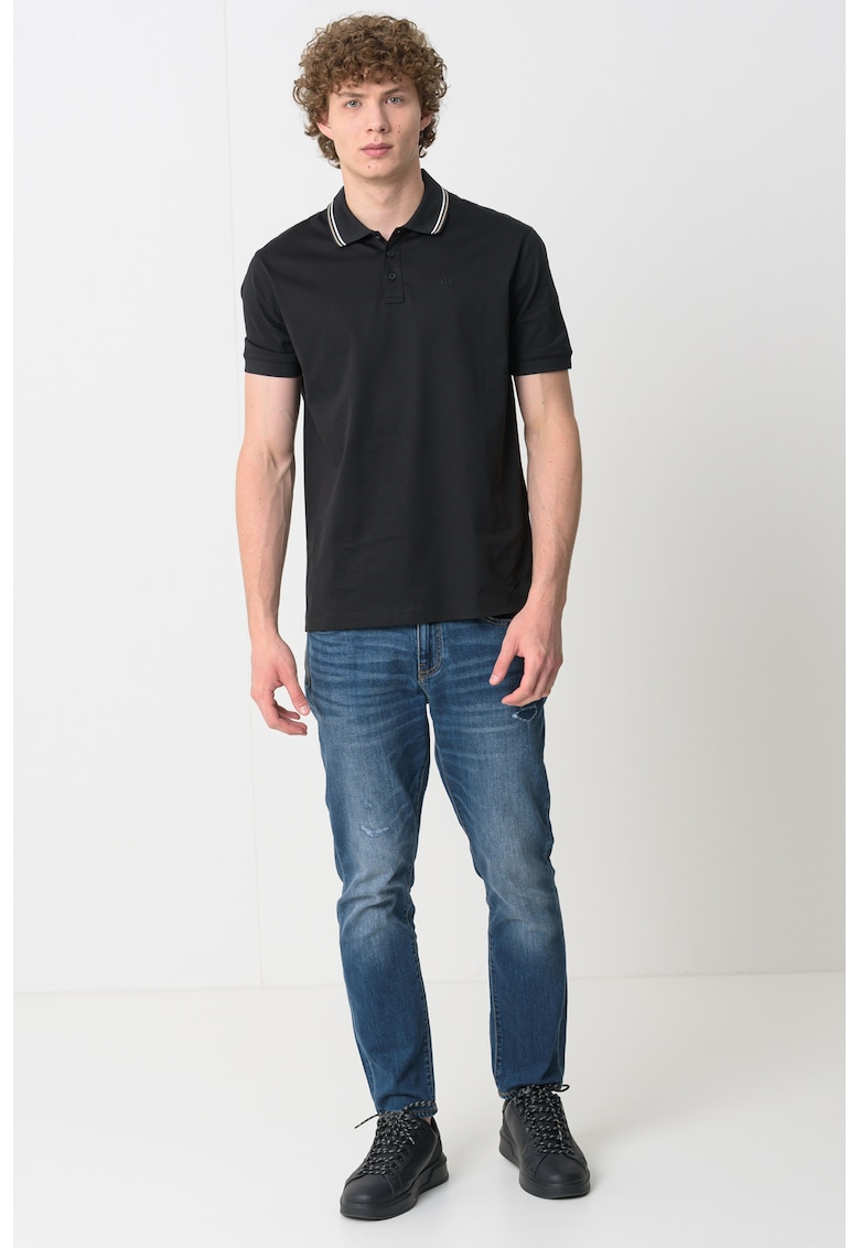 Tricou polo cu model uni - Negru