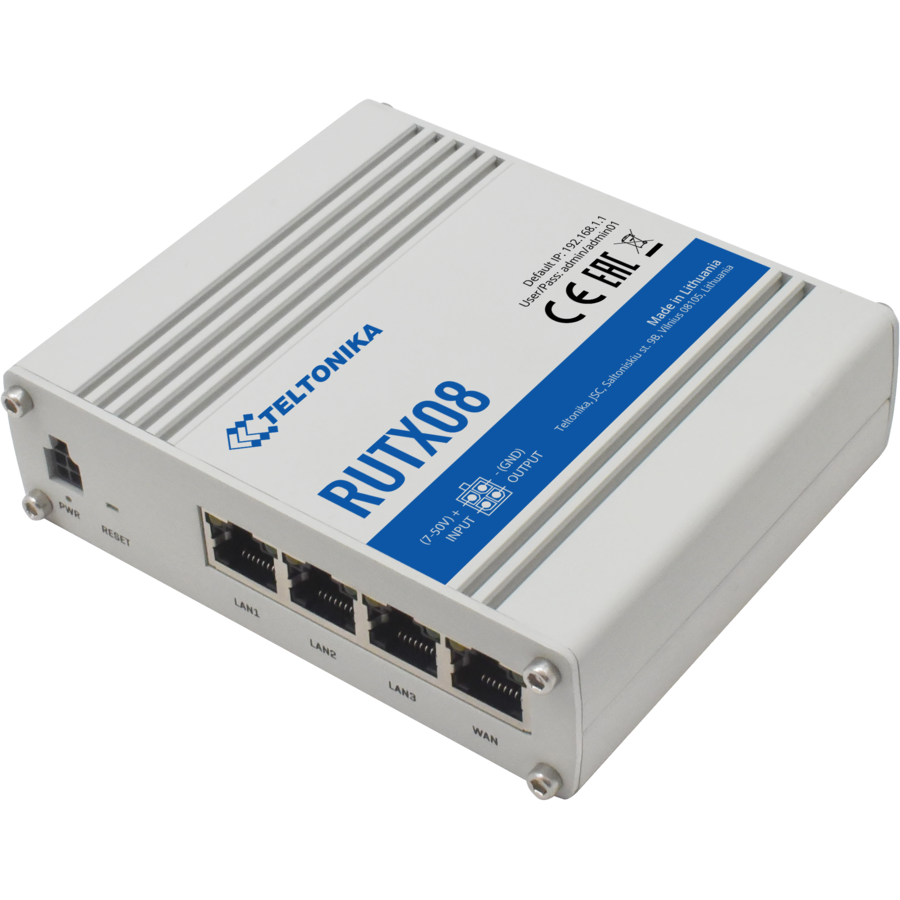 Router Industrial RUTX08  1x WAN 3x LAN 1000 Mbps VPN Gri