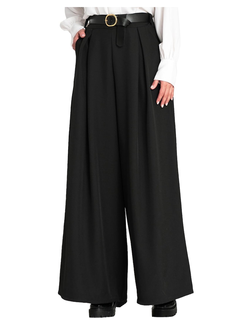 Pantaloni dama -  eleganti - negru - poliester-elastan -