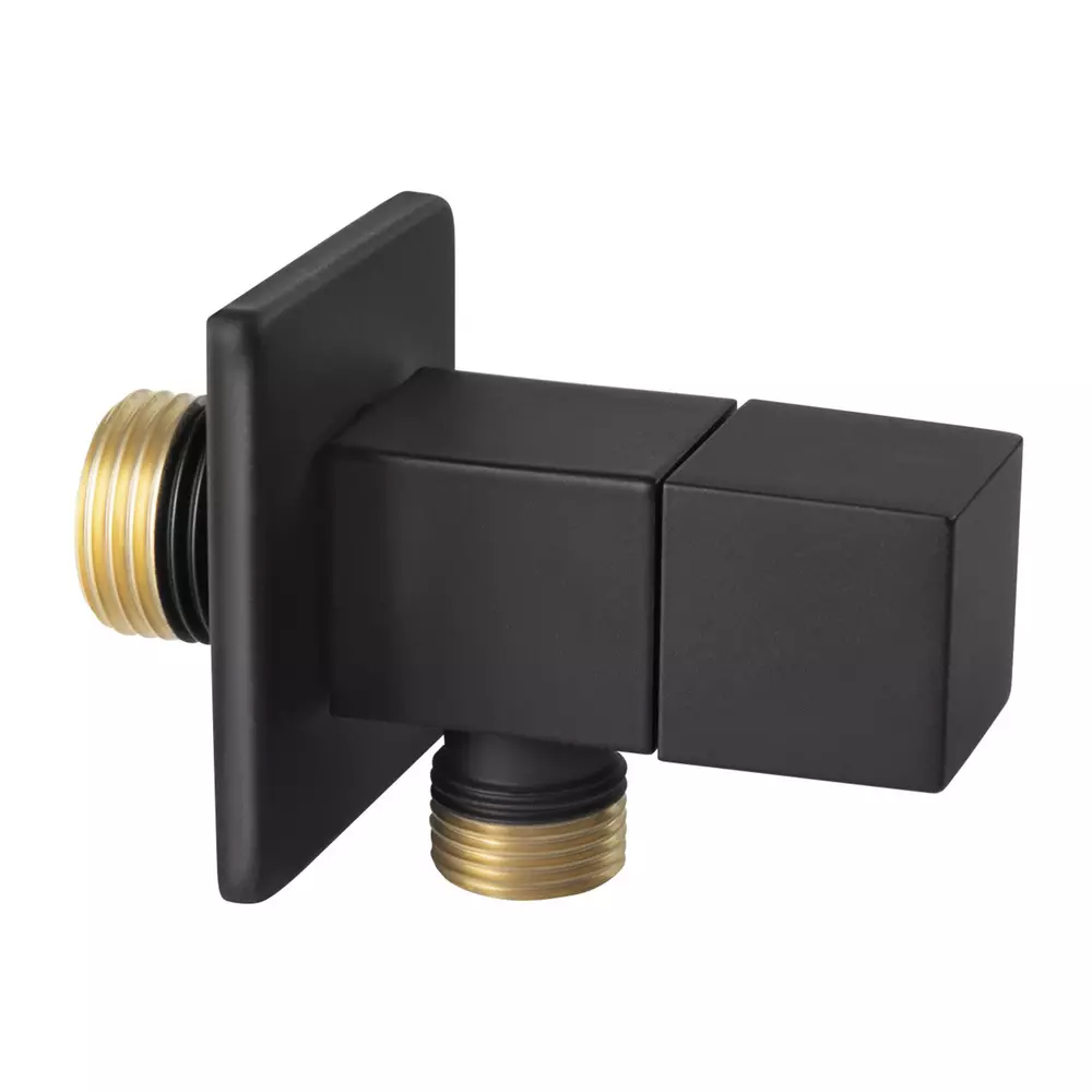 Robinet coltar Ferro Quadro Z294-BL, cu cartus ceramic, negru mat, 1/2”x1/2”