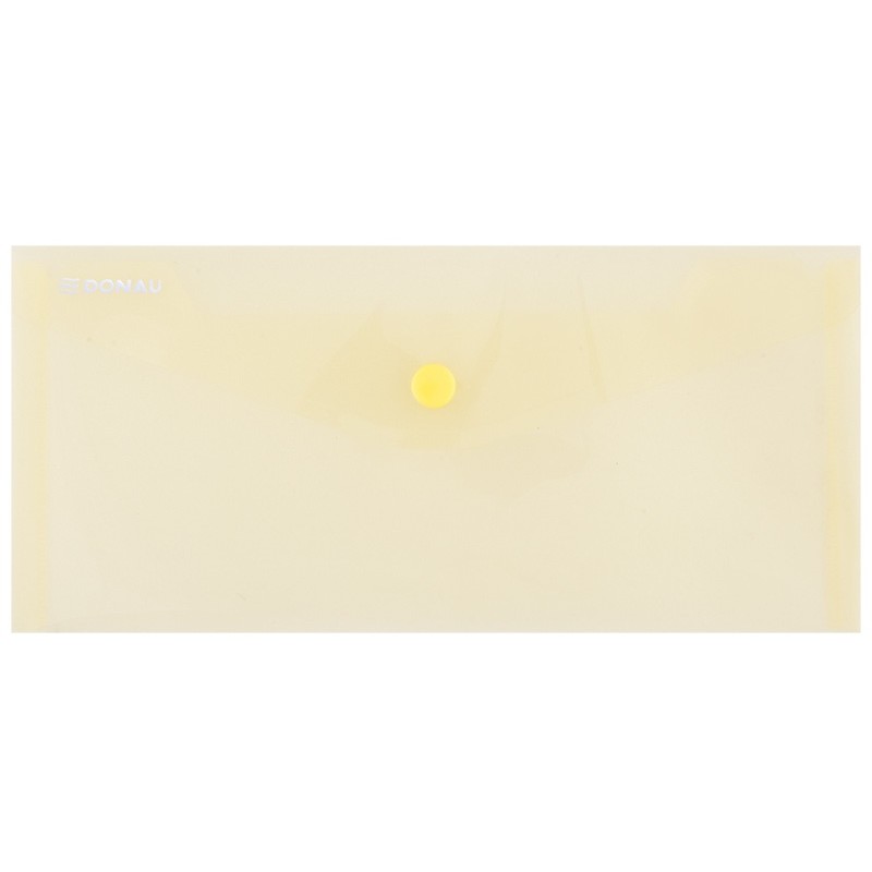 Mapa PP protectie documente DL landscape, inchidere cu capsa, 10/set, DONAU - galben transparent