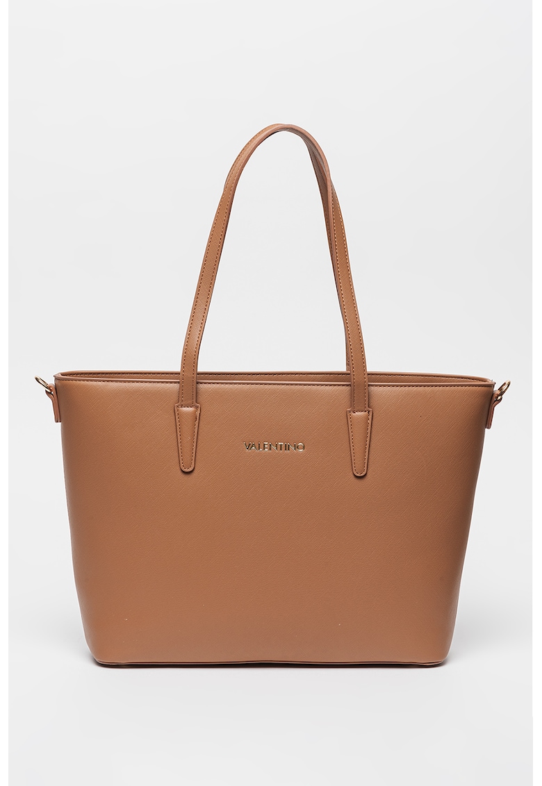 Geanta shopper din piele ecologica si bareta din material textil pentru umar Zero - Maro