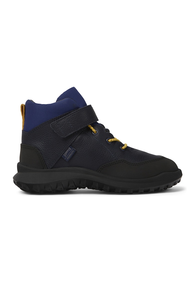 Ghete cu piele cu velcro - Galben/Bleumarin