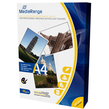 Hartie foto MediaRange DinA4 photo paper high glossy cast coated 135g, 100 s