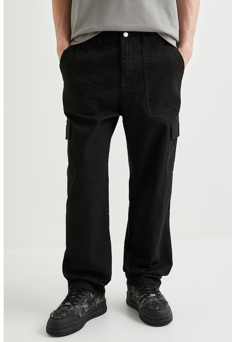 Pantaloni cargo drepti - Negru