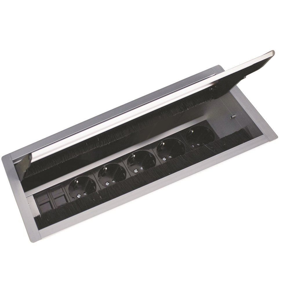 Sistem prize incorporabile in birou Capella, 6 prize + CAT 5 + CAT 3 + HDMI + USB, gri