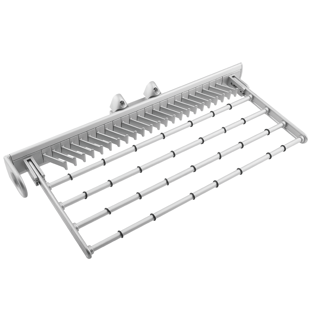 Suport pentru cravate si pantaloni cu glisiera cu bile, aluminiu, argintiu, 450 x 200 x 250 mm