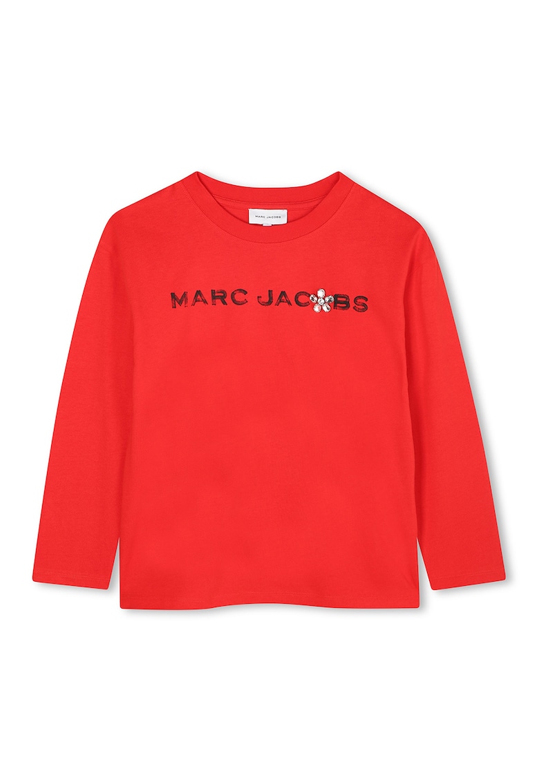 Bluza cu logo si decolteu la baza gatului - Rosu vermillion