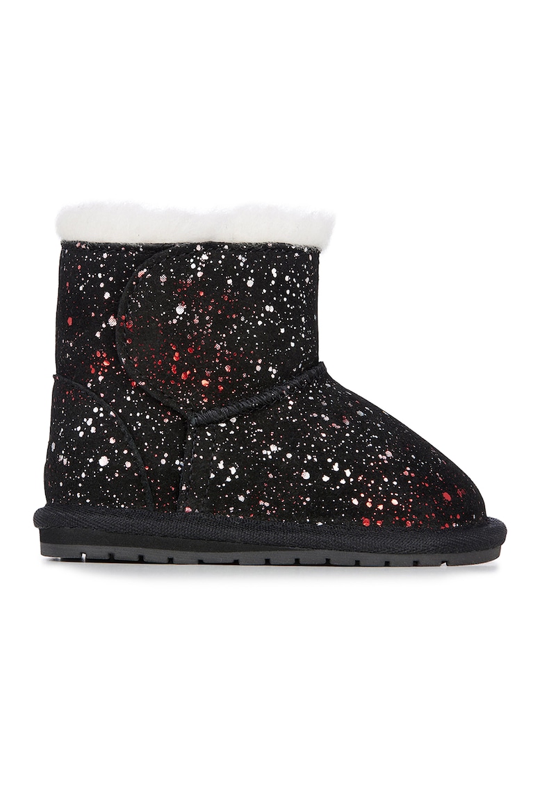 Ghete de piele intoarsa fara inchidere Galaxy - Rosu/Alb/Negru