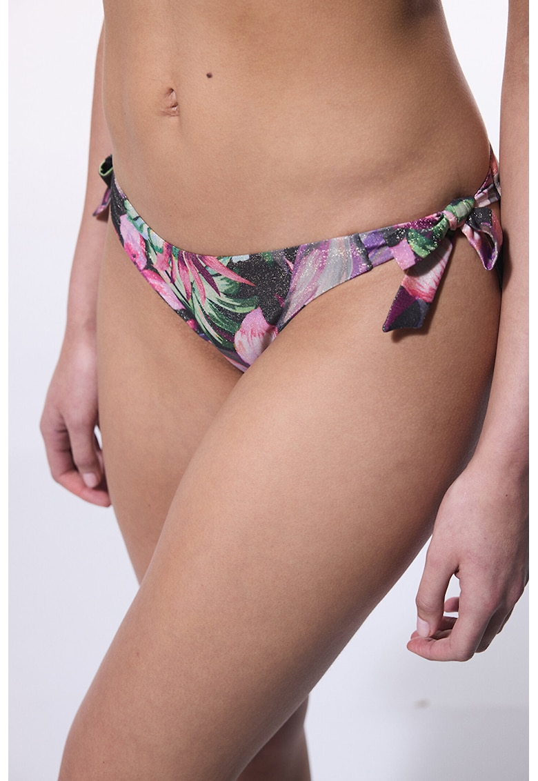 Slip cu prindere laterala si model floral - Verde deschis