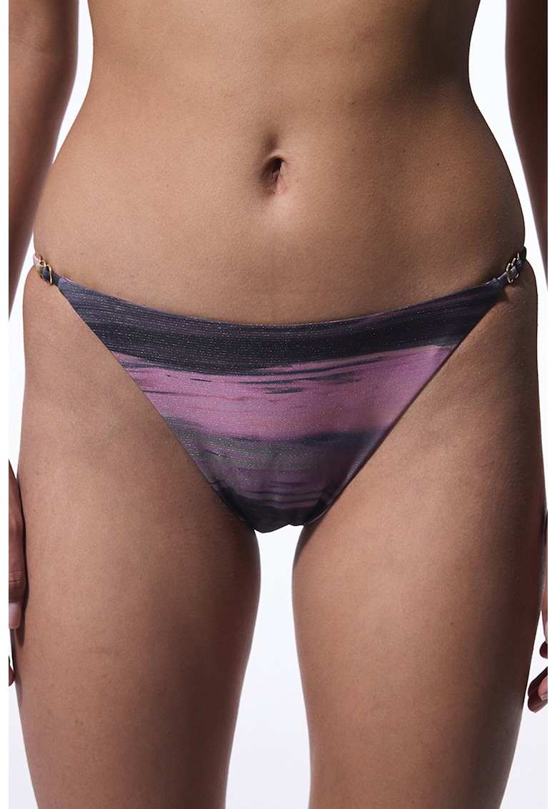 Slip brazilian stralucitor - Roz prafuit/Gri antracit