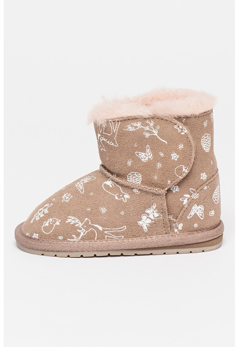 Cizme joase din piele intoarsa Woodland Toddle - Maro
