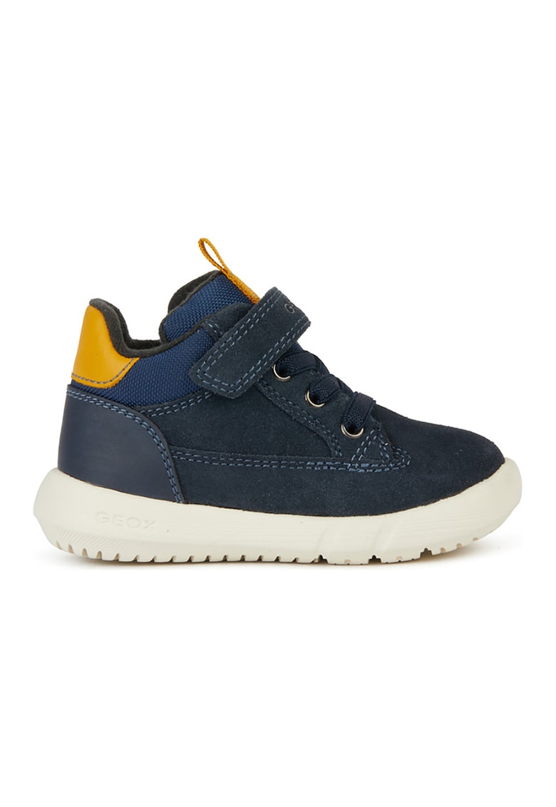 Ghete cu insertii de piele intoarsa si velcro - Bleumarin/Galben inchis