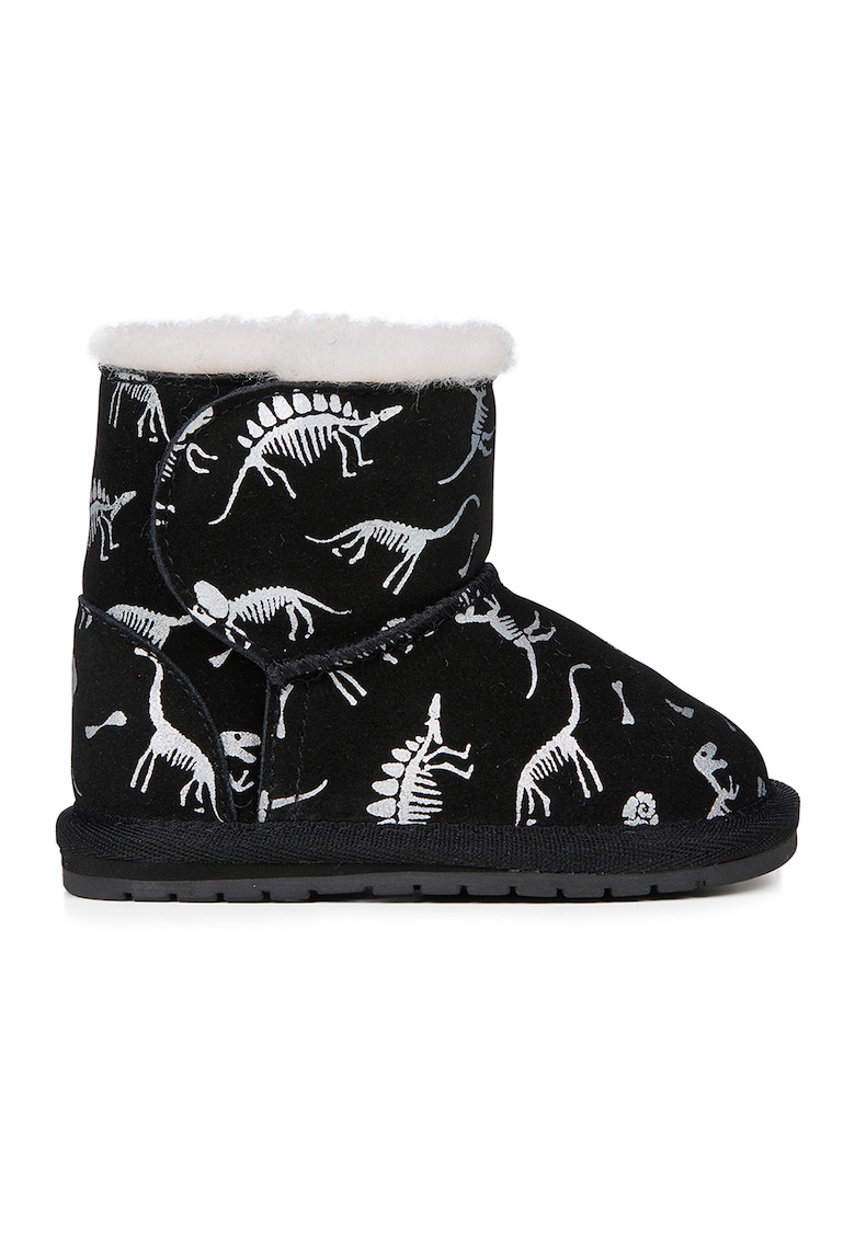Ghete slip-on de piele intoarsa - Negru/Alb murdar