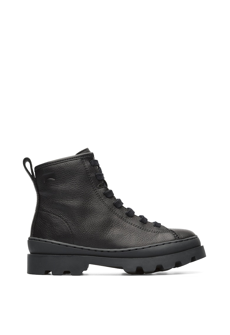 Ghete de piele cu aplicatie logo discreta Brutus 609 - Negru