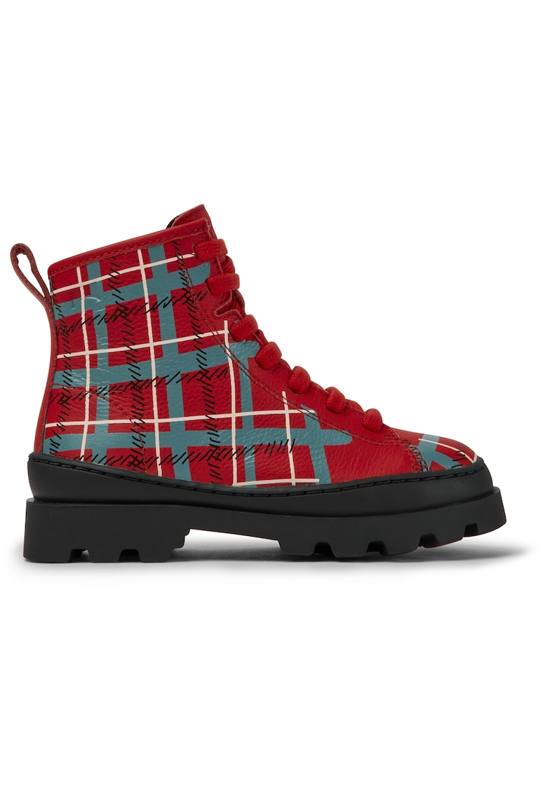 Ghete de piele cu aplicatie logo discreta Brutus 609 - Rosu/Albastru