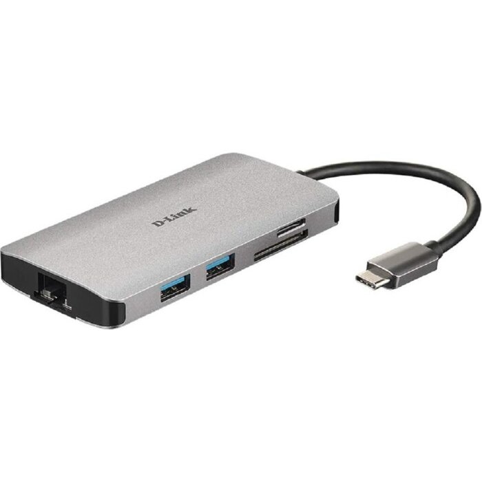 Hub USB DUB-M810 8 - In - 1 USB - C Hub, docking station (grey, HDMI, USB-C PD, RJ-45)