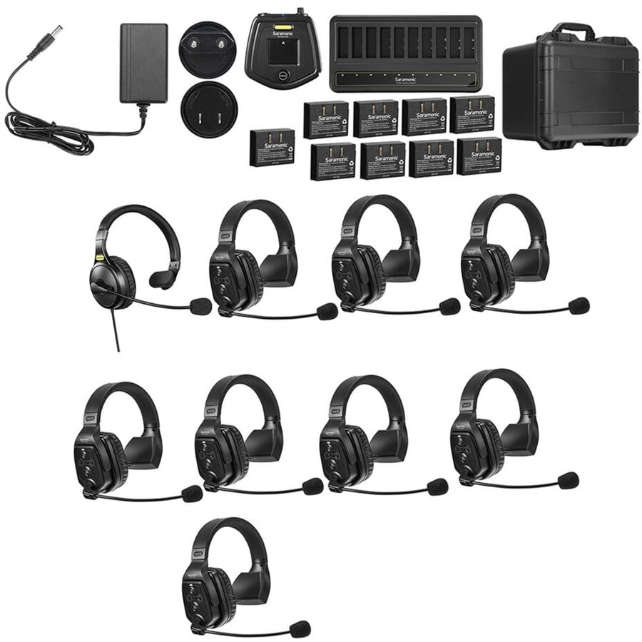Sistem Intercom Wireless pentru 9 Persoane WiTalk WT9S Full-Duplex 1.9GHz Casti Single-ear Negru