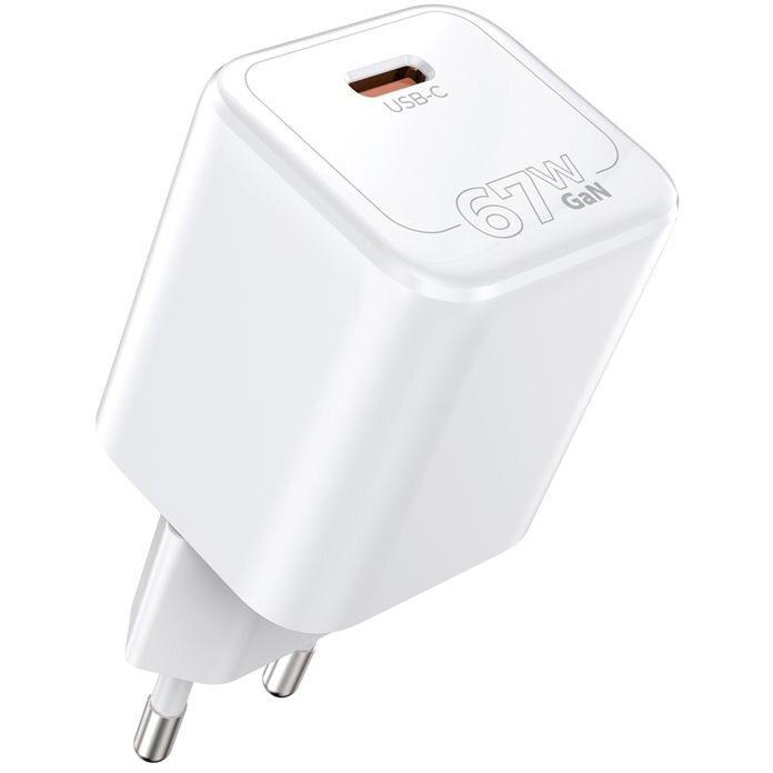 Incarcator GaN, 67W, 3A, 1xUSB-C, Fast Charging, Alb