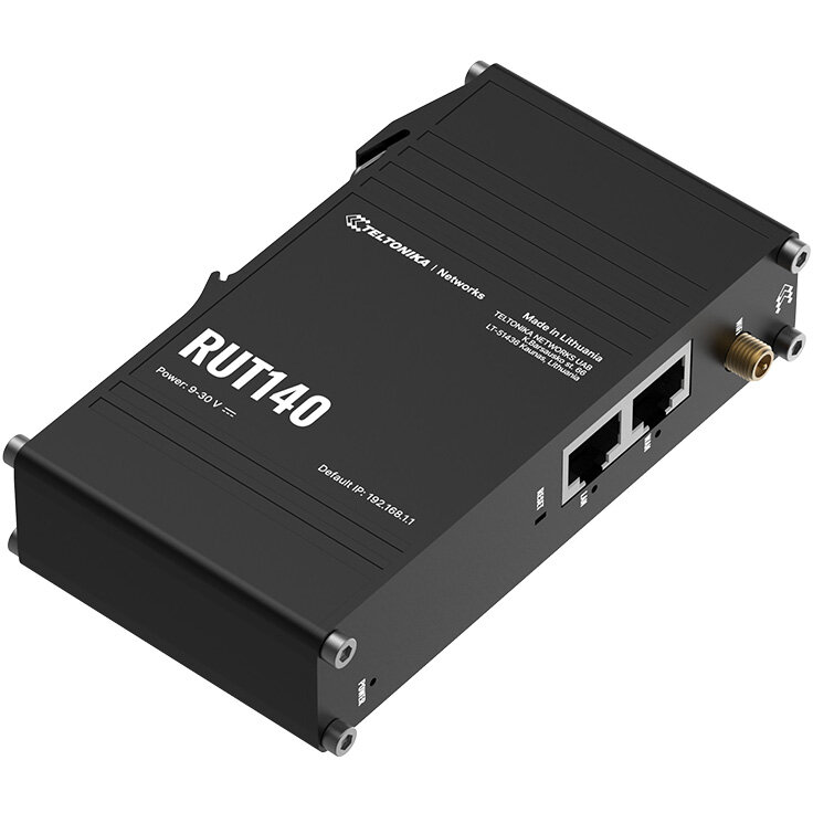 Router Industrial RUT140 2x RJ45 Conector 3 Pini Wi-Fi 4 Negru