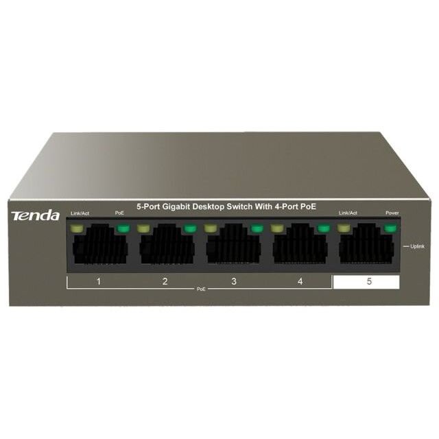 Tenda TEG1105P-4-63W 5 X 10/100/1000Mbps Switch, 4 X PoE, max 58W