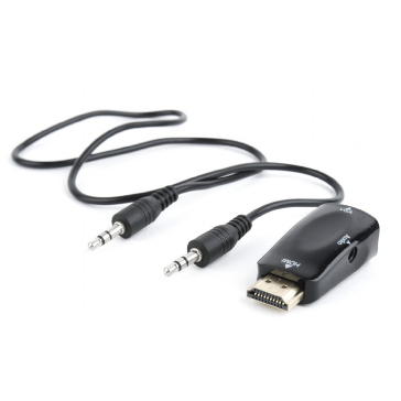 Adaptor audio Gembird A-HDMI-VGA-02, HDMI - VGA + 3.5mm jack, Black