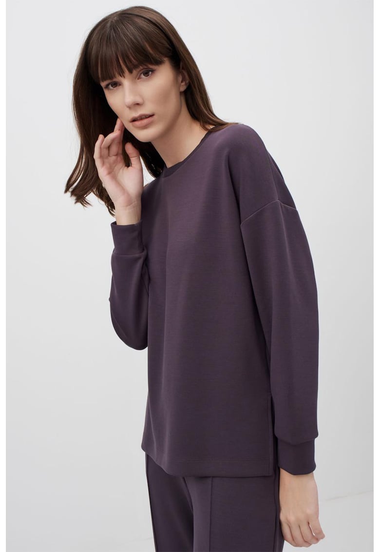 Bluza de trening din amestec de modal cu slituri laterale - Gri antracit