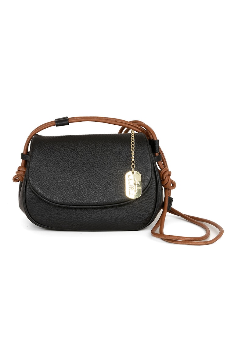Geanta crossbody din piele cu aspect texturat - Negru/Maro