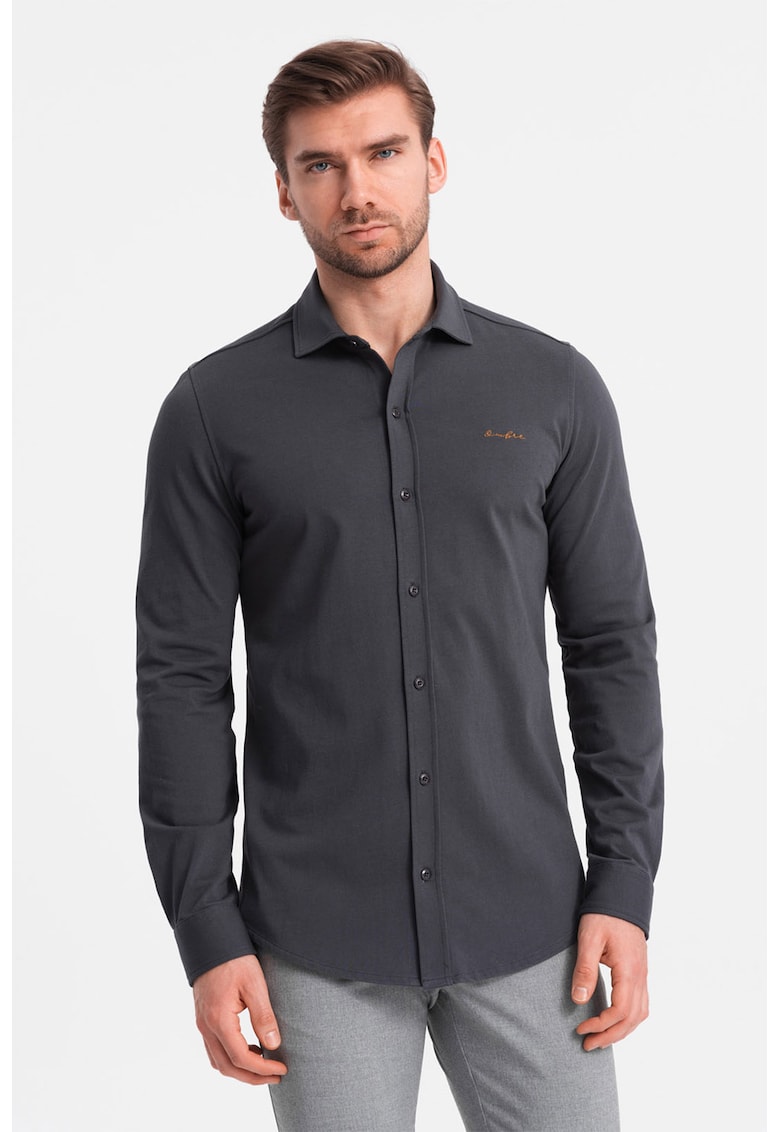 Camasa regular fit de bumbac - Gri inchis