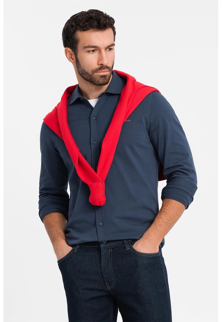 Camasa regular fit de bumbac - Bleumarin