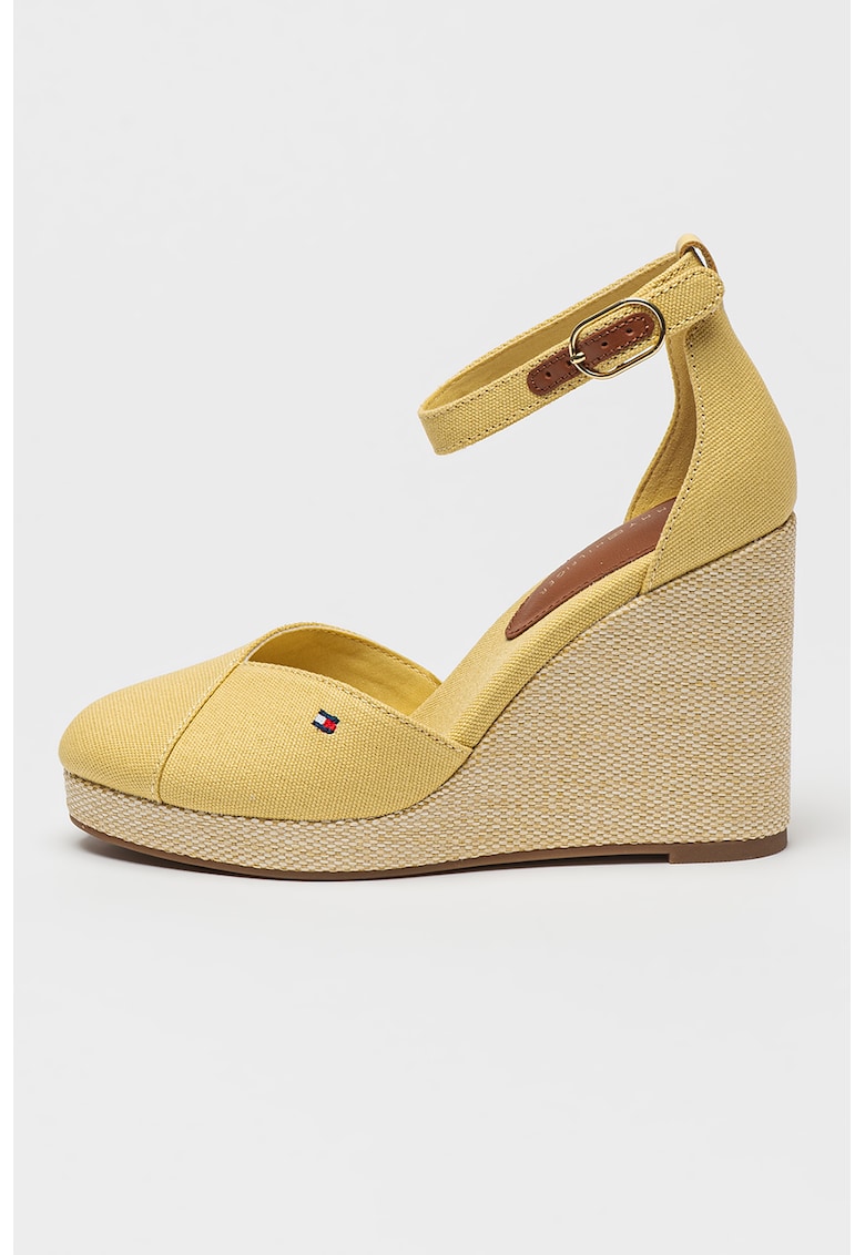 Sandale cu talpa wedge si detaliu cu logo Sall - Galben