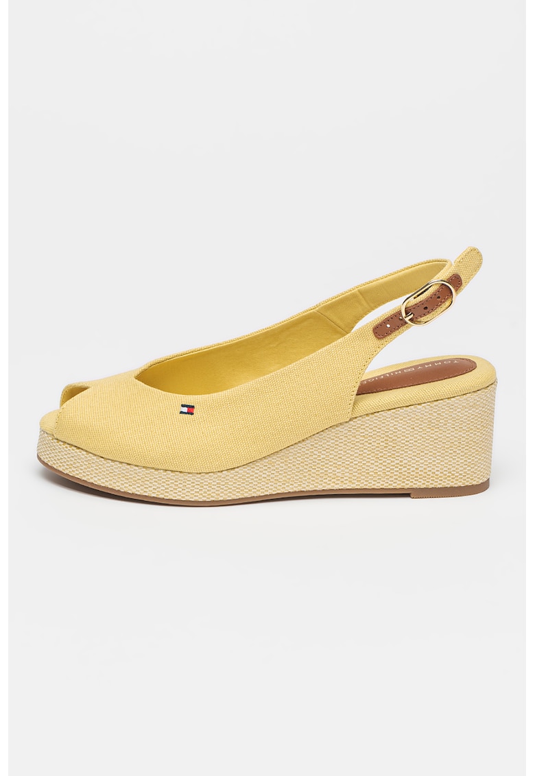 Sandale slingback cu talpa wedge - Galben