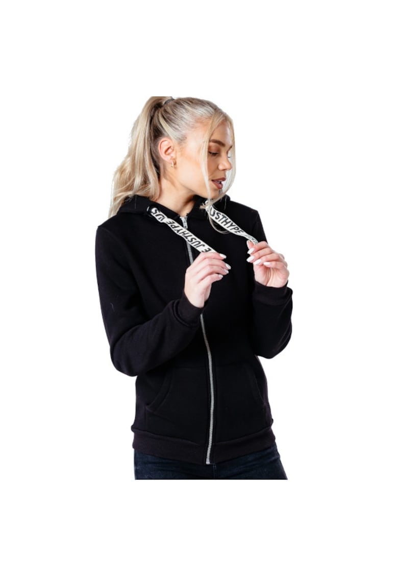 Hanorac dama -  Drawstring Zip Hoodie HYPWOMHOOD001 - Negru -