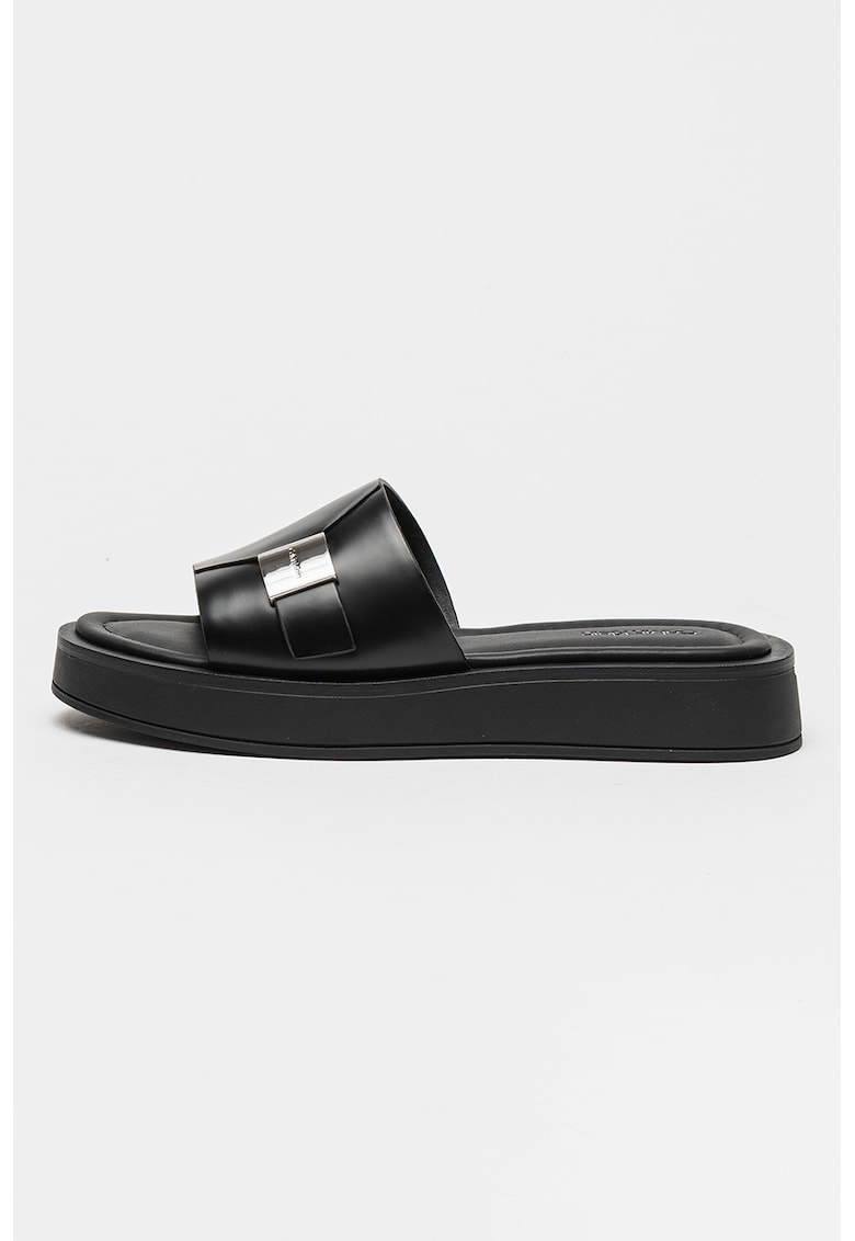 Papuci din piele - Negru