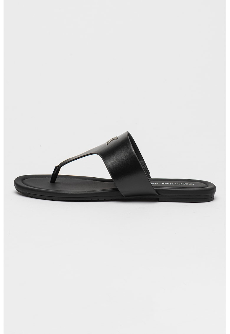 Papuci flip-flop cu monograma metalica - Negru