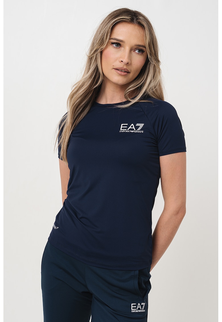 Tricou cu maneci raglan - Alb/Bleumarin