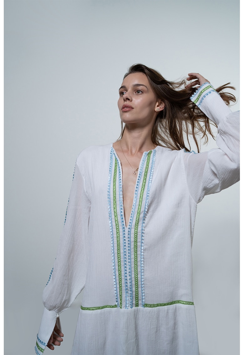 Rochie lejera cu maneci lungi - Alb