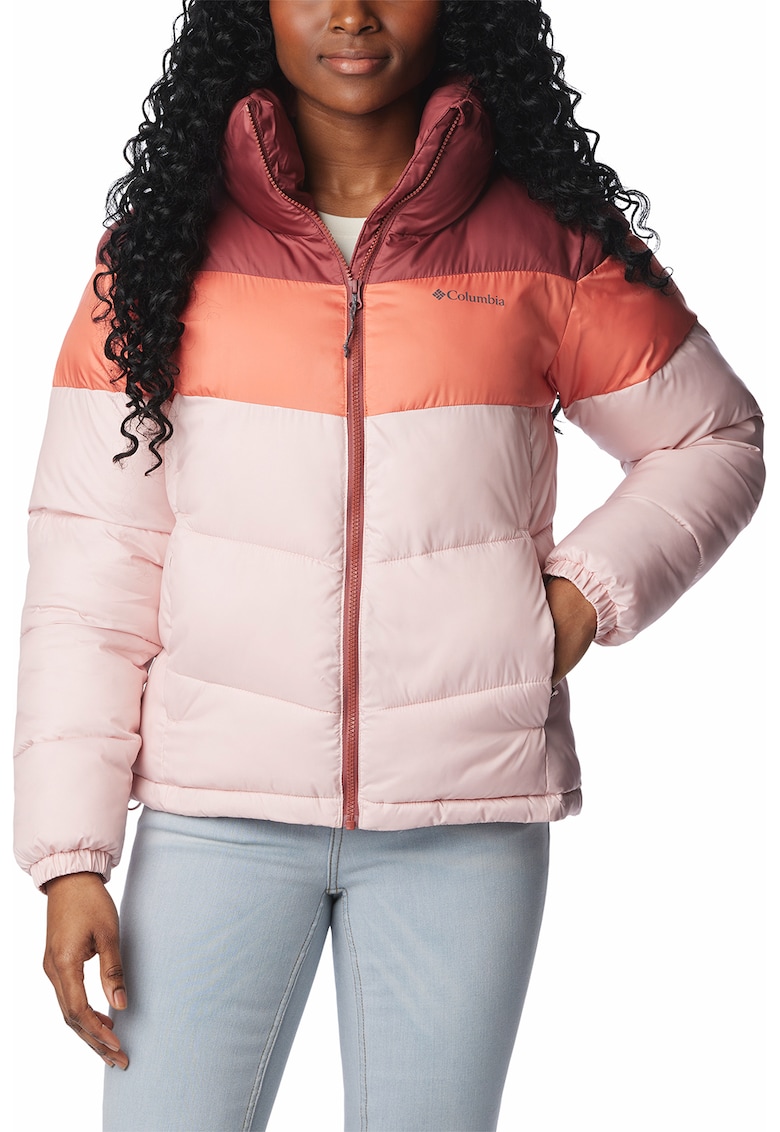 Geaca cu model colorblock si finisaj impermeabil Puffect - Roz prafuit