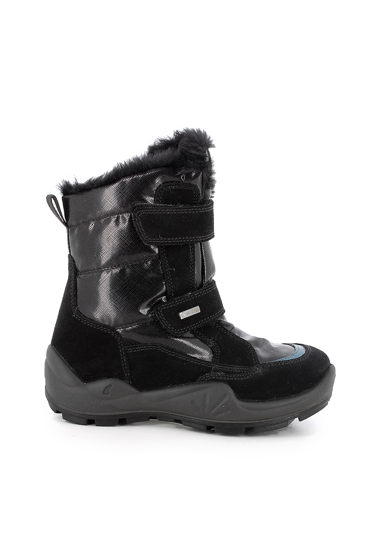 Ghete de piele intoarsa si material textil - Negru