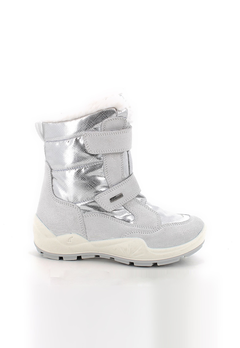 Ghete de piele si material textil - Argintiu
