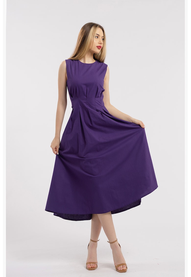 Rochie cu decolteu la baza gatului si buzunare laterale - Violet
