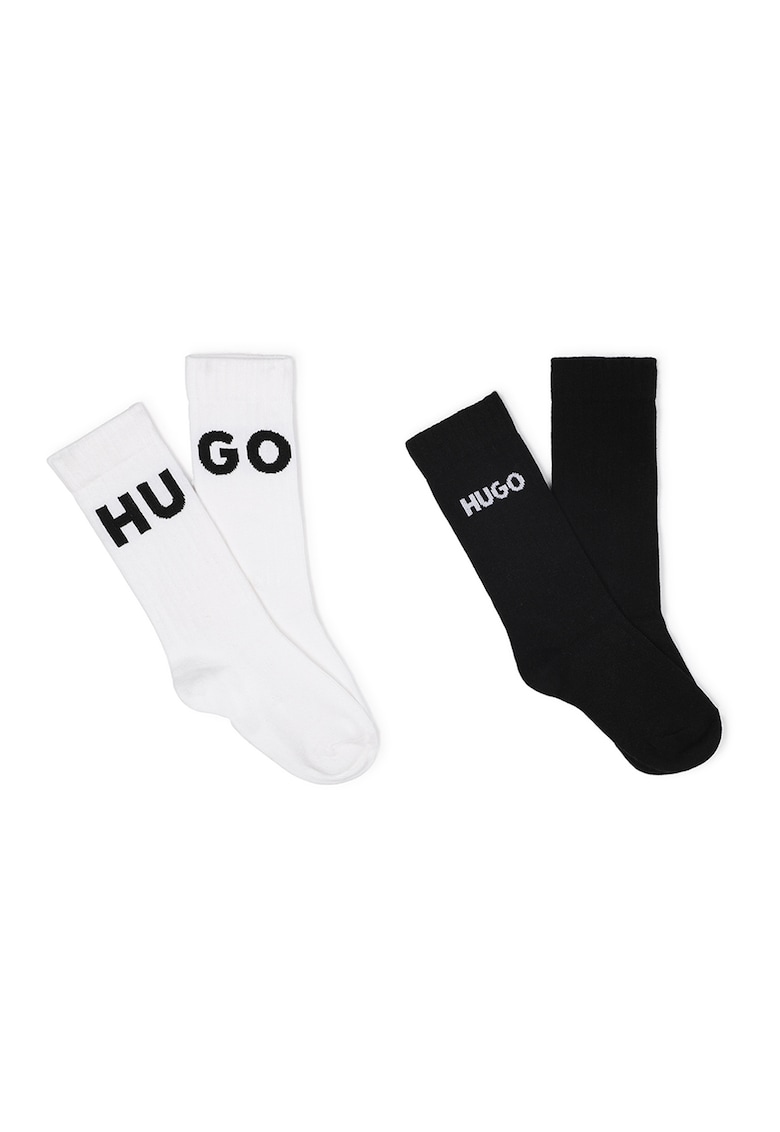 Set de sosete lungi cu logo - 2 perechi - Alb/Negru