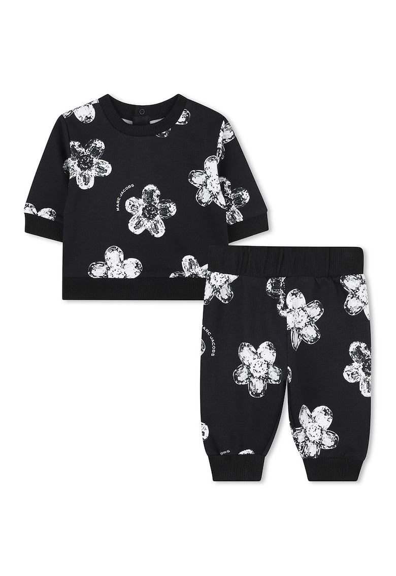 Set de pantaloni si bluza cu imprimeu - 2 piese - Alb/Negru