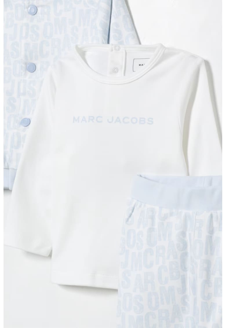 Set de bluza si pantaloni - 3 piese - Alb/Albastru pastel