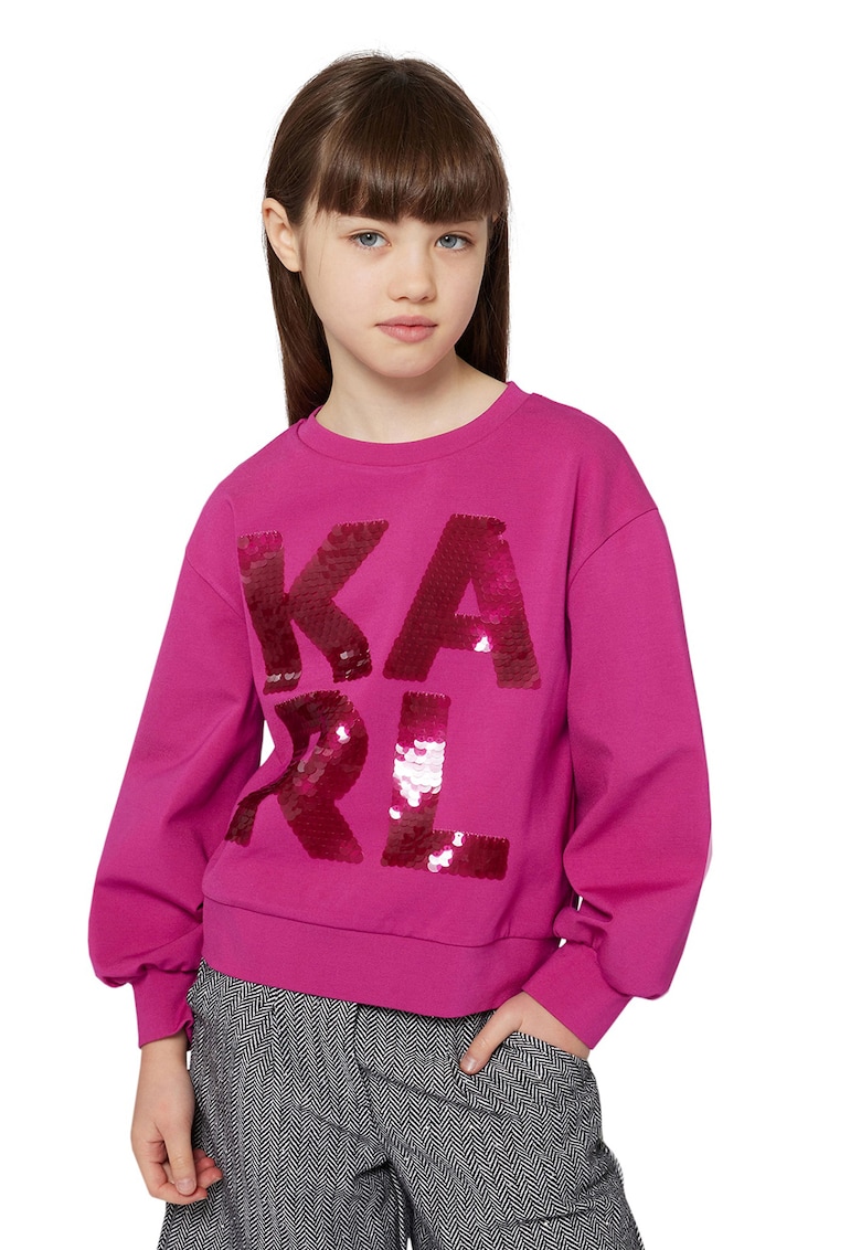 Bluza de trening cu aplicatii cu paiete - Fucsia