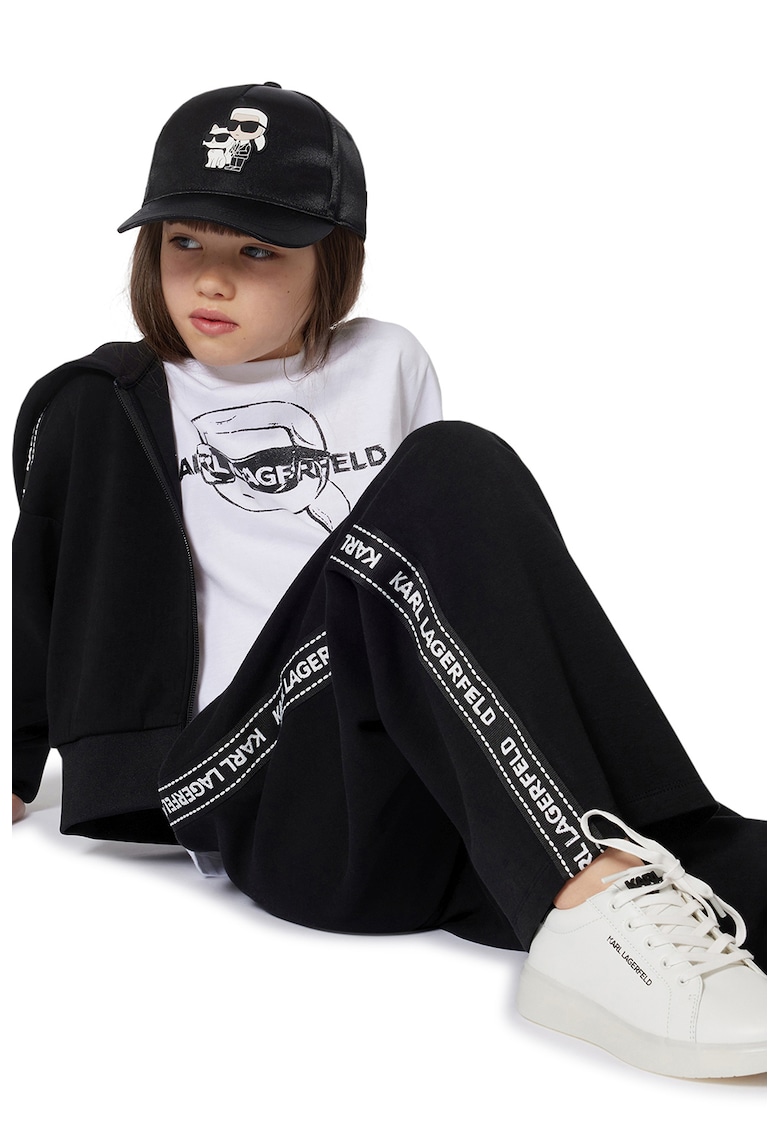 Pantaloni drepti cu logo - Negru